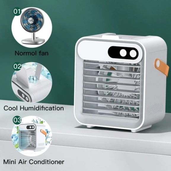 Mini Portable Air Cooler Fan, USB Charging Rechargeable Air Conditioner Cooling Fan 5