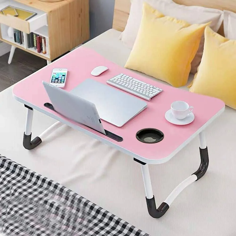 Foldable Laptop Table-Pink For Reading, Writing, Eating, On Bed 5