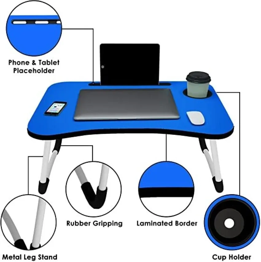 Foldable Laptop Table-Blue For Reading, Writing, Eating, On Bed 4