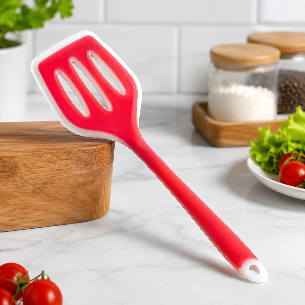 1Pcs Silicone Cooking Spoon 12 Inch, Non-stick Slotted Turner Spatula 3