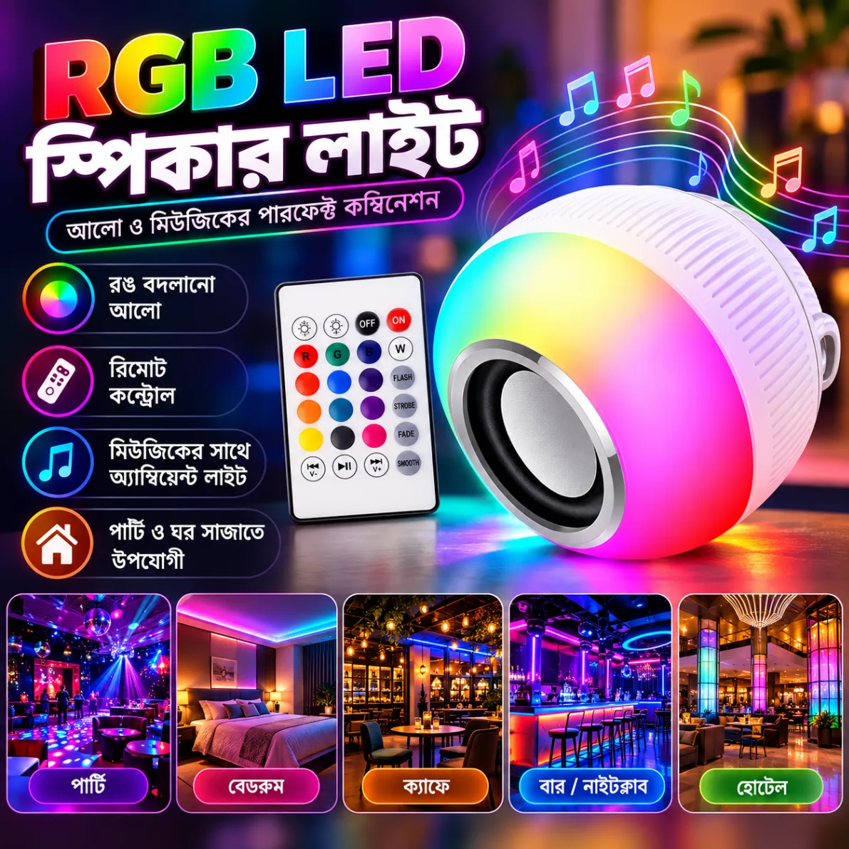 Remote Control Bluetooth Speaker Music Bulb 3