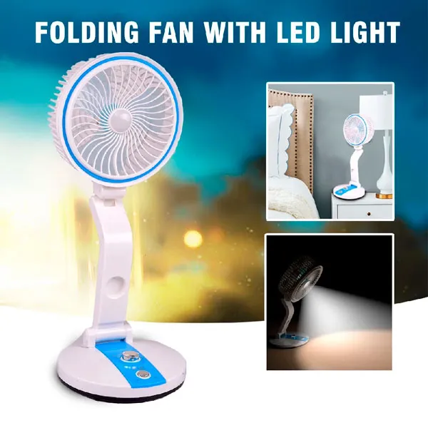 Rechargeable Mini 360 Degree Folding Table Lamp Built In Battery Desktop Fan Desk Light USB Rechargeable Folding Fan with LED Light 6