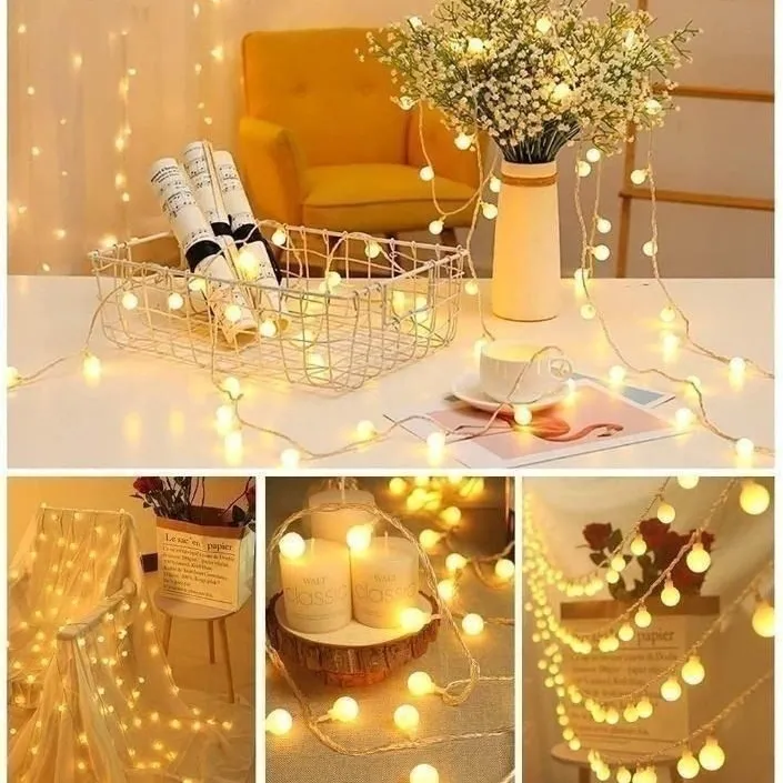 20 led Ball shape Fairy Lights, warm white snow ball Waterproof Decorative Fairy Lights 20 pieces set - Room Decoration Light 6