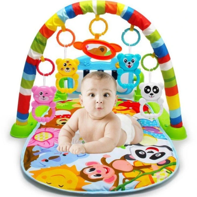 Baby Gym Play Mat Activity Center, Kick and Play Piano Gym Mat with Music and Lights, Gifts for Baby Newborn Toddler Infants Boys Girls 6