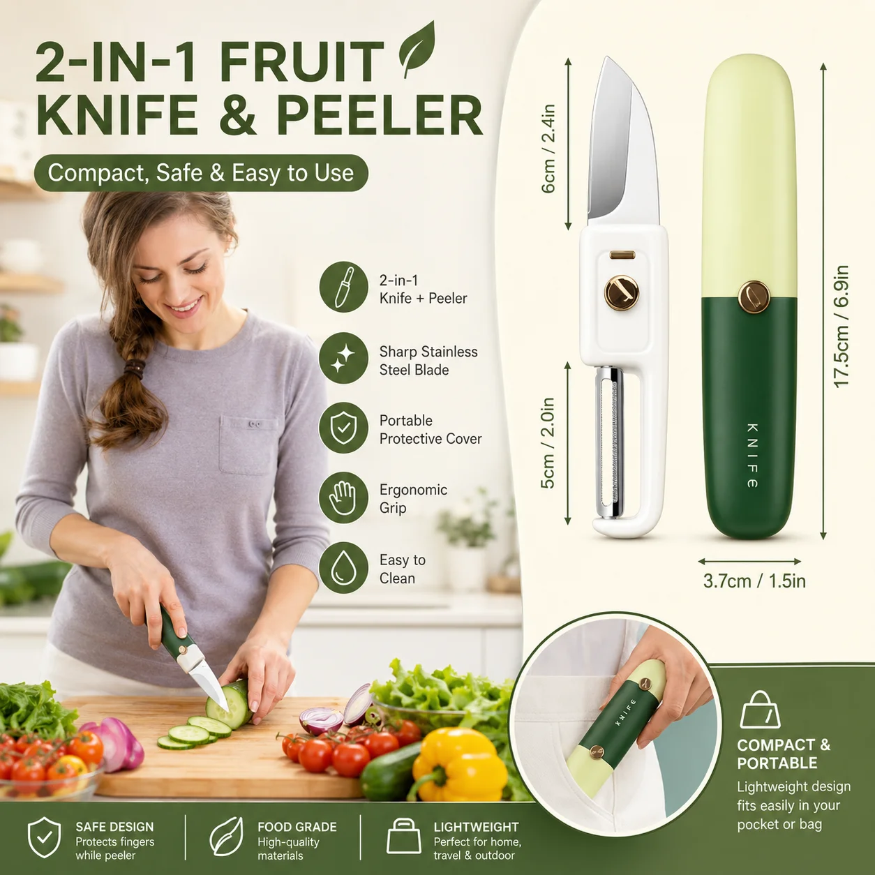 2 in 1 Fruit Knife & Peeler 4