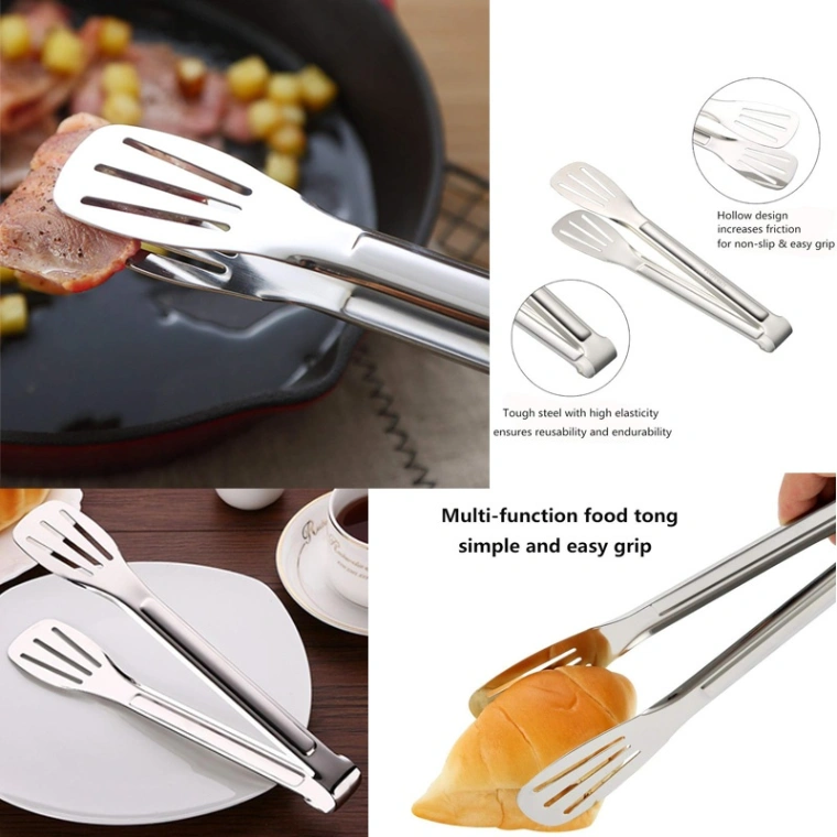 Food Serving Tong, Stainless Steel Food Tongs Kitchen Tongs Utensil Cooking Tong Clip Clamp Accessories Salad Serving BBQ Tools 4