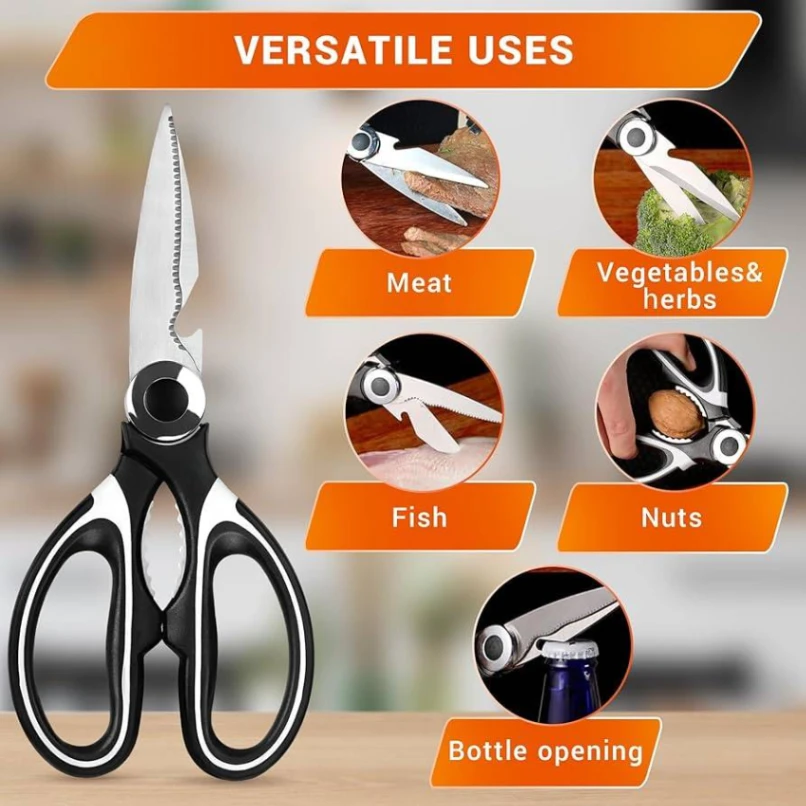 Kitchen Scissor (Black) Heavy Duty Stainless Steel Kitchen Scissors 6