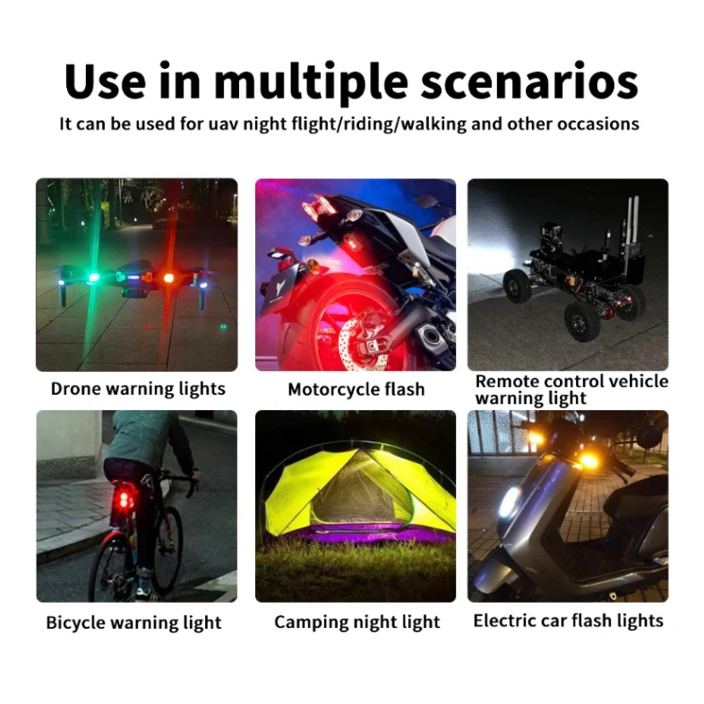 Hot Universal LED Anti collision Warning Light Bicycle Tail Light Bike Helmet Light Mini Signal Light Drone with Strobe Light 7 Colors 6