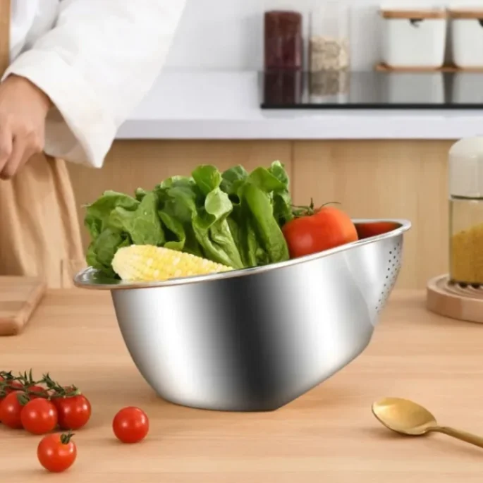 Bowl Rice Sieve Colander Fruit And Vegetable Strainer Kitchen Tools 5