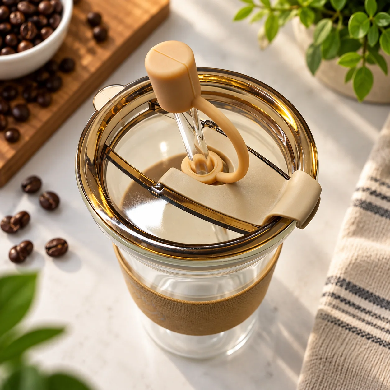 Goodluck 500ml Glass Coffee Tumbler with Straw – Premium Reusable Coffee & Beverage Cup 2
