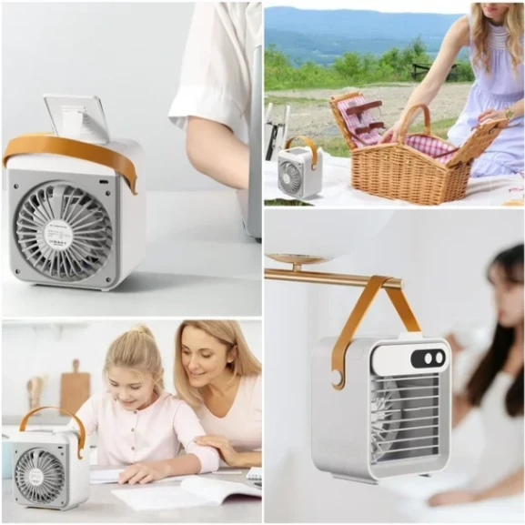 Mini Portable Air Cooler Fan, USB Charging Rechargeable Air Conditioner Cooling Fan 4