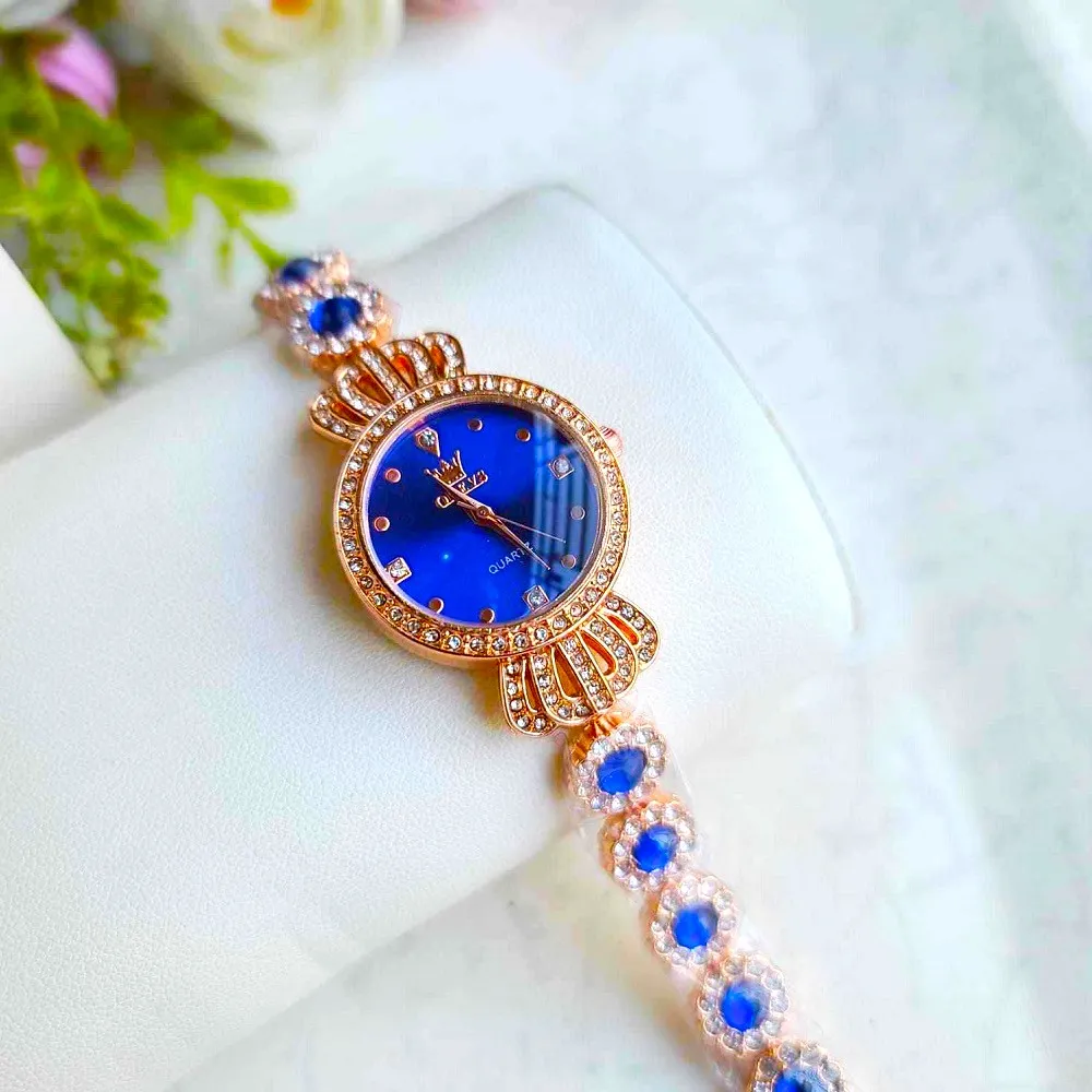 Luxury Diamond Ladies Quartz Wrist Watch Premium quality stylist colorful stone ladies watch 3
