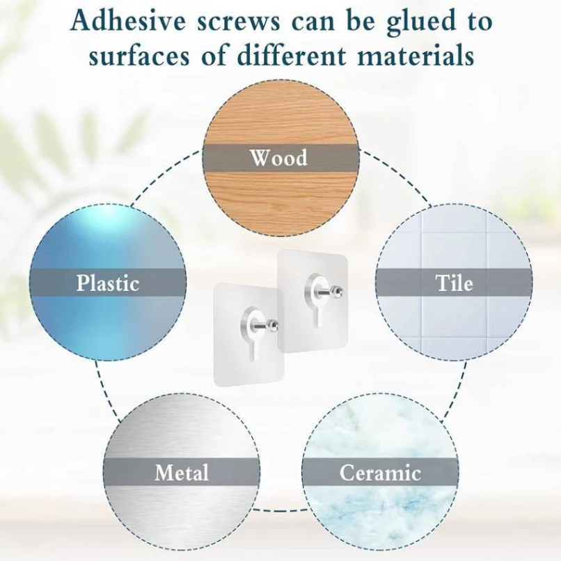 10pcs Self Adhesive Nut Screw Wall Hook, Adhesive Wall Screw Hook Hanger 5