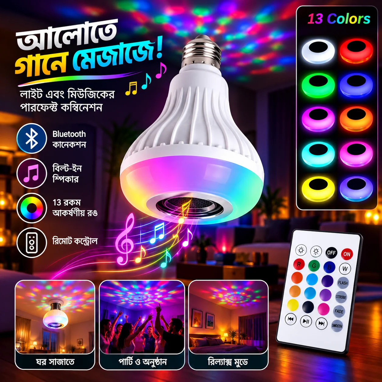 Remote Control Bluetooth Speaker Music Bulb 2