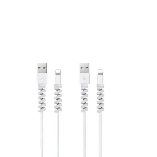 5pcs Spiral Cable protector Data Line Silicone Bobbin winder Protective For all USB Charging earphone & white colour 3