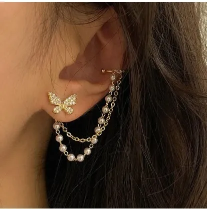 Trendy Korean Elegant Cute Fashionable Rhinestone Butterfly Stud Earrings for Girls Simple Stylish - Pearl Stud Earring for Women Simple New Collection 7