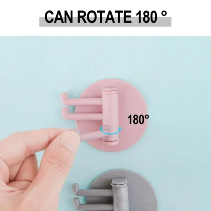 1Pcs Self Adhesive Wall Door Key Holder, 180° Rotation 3in1 Hook Key Holder, 6