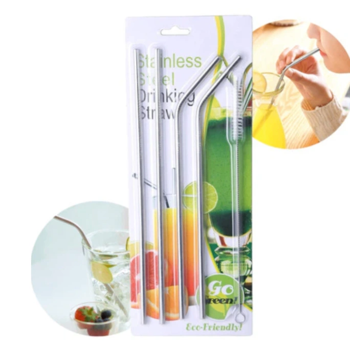4 Pcs Reusable Stainless Steel Drinking Straw with Cleaner Brush 6