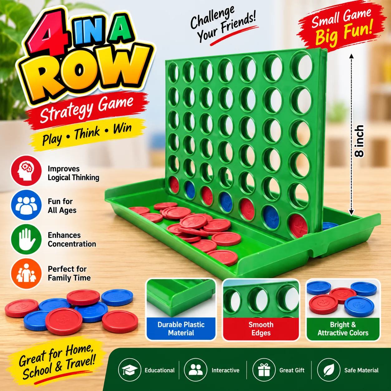 Classic Connect 4 Chip Star Games Set - Family Matching Game Large Size 2