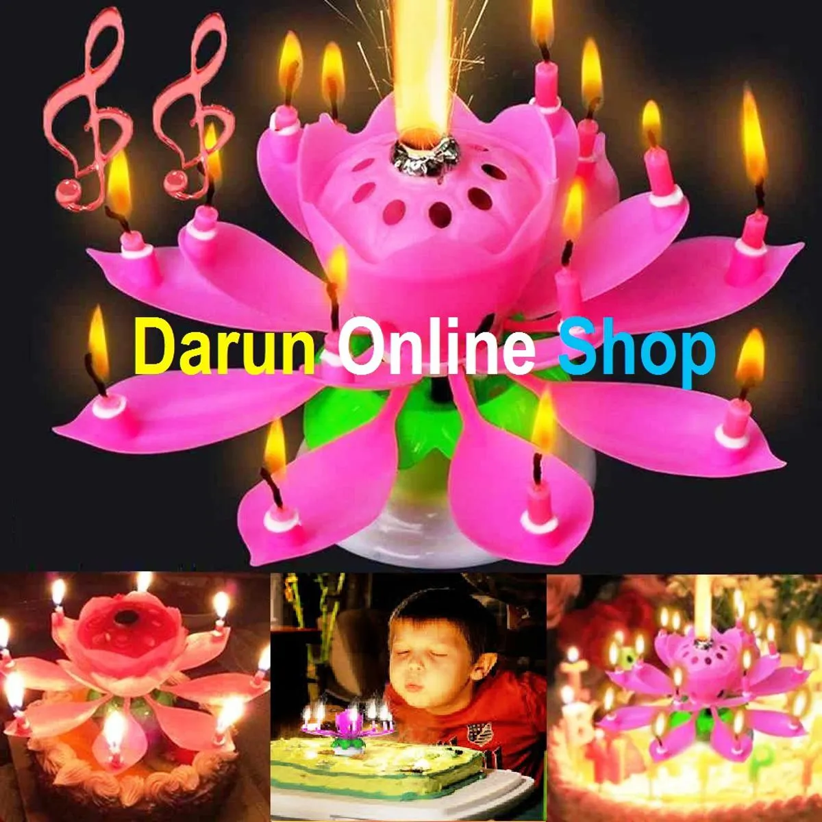 Romantic Happy Birthday Music Play Lotus Candle Magic Musical Candle Flower Special For Birthday Multicolor 2