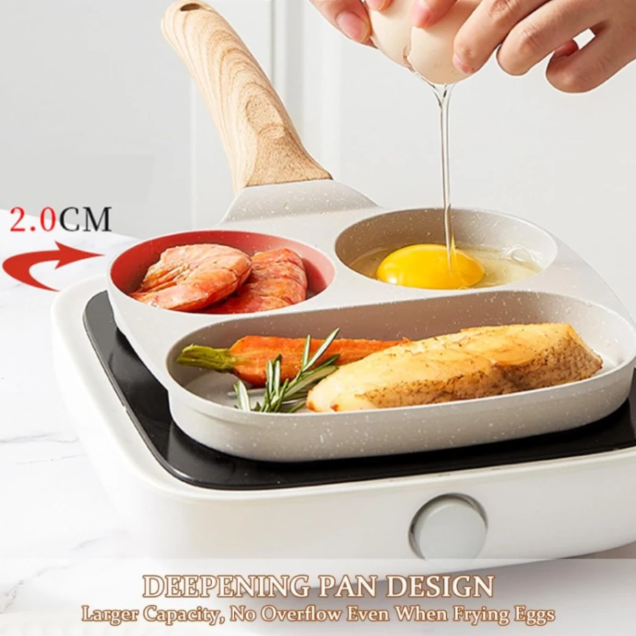 Breakfast Frying Pan,, Cooking Fry Pan fo Nonstick Egg Frying Pan, 3-in-1 Nonstick Panr Breakfast, 5