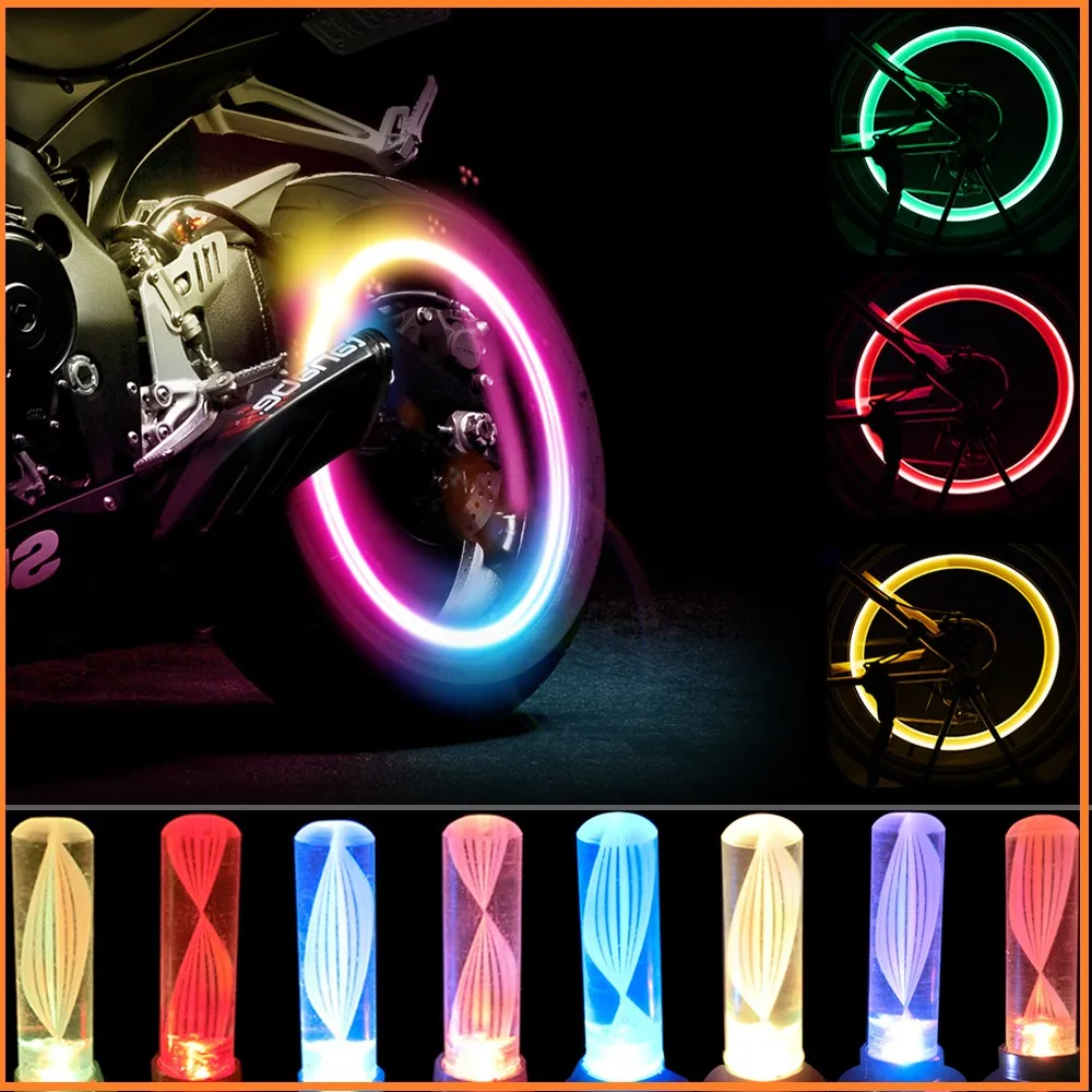 Bike Motorcycle Cycling LED 1 Pair Rainbow RGB Color Bike Wheel Tire Light 2