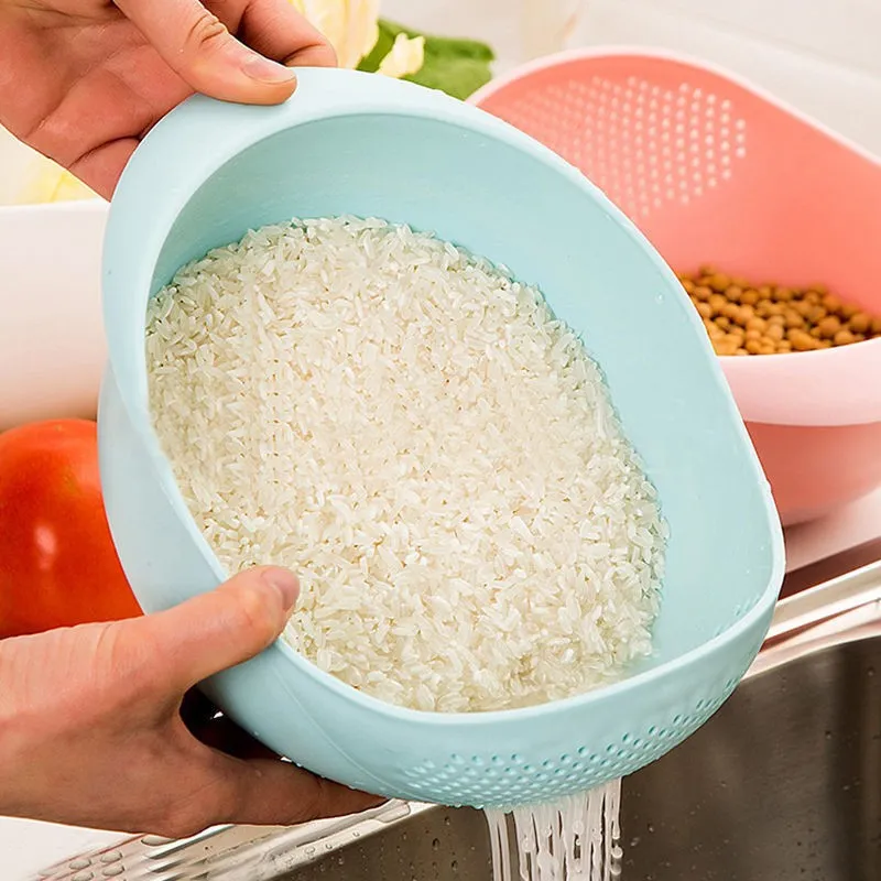 1 Pcs Perfect Plastic Washing Bowl For Rice Vegetables Fruits Container - Simplify Kitchen Prep With This Versatile Washing Bowl 5