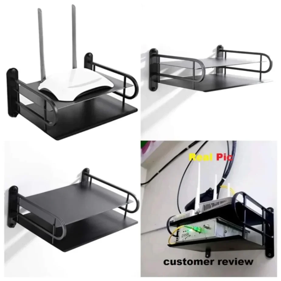 2 Layer Wall Mounted Router Stand Metal 6
