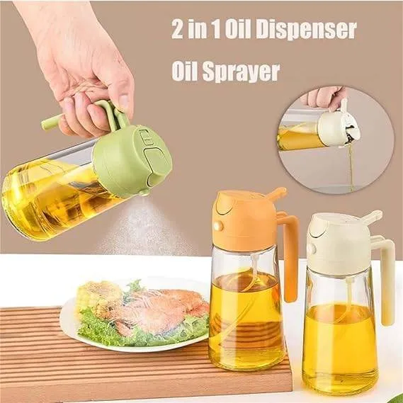 2 in 1 Oil Sprayer and Oil Dispenser Bottle 500ml 2
