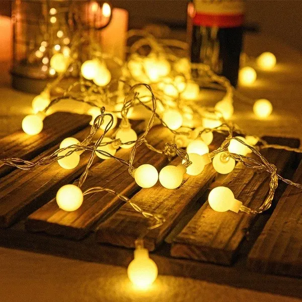 20 led Ball shape Fairy Lights, warm white snow ball Waterproof Decorative Fairy Lights 20 pieces set - Room Decoration Light 4