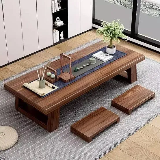 Japanese Floor Coffee Table,Wooden Low Table for Sitting On The Floor,Low Altar Table for Meditation,chabudai Table for Living 2