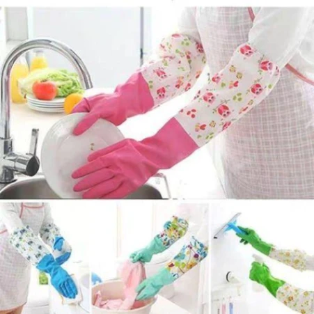 PVC Kitchen Gloves 2Pcs, Silicone Dish Washing Kitchen Hand Gloves - Multicolor 5