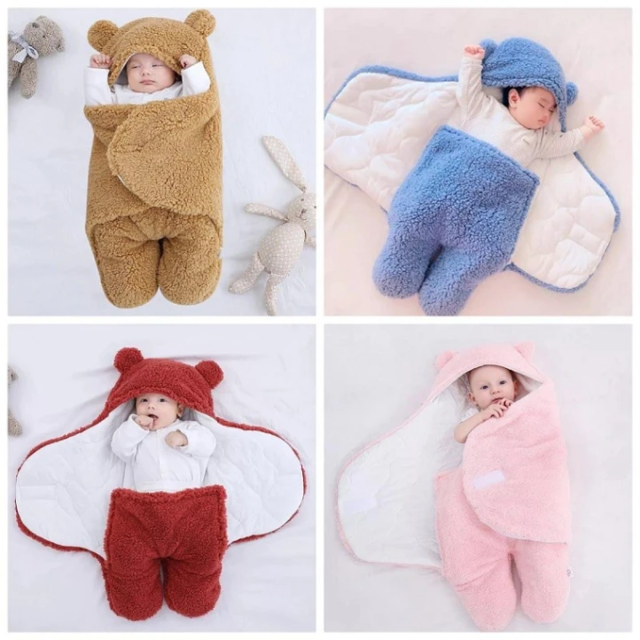 Newborn Outdoor Windproof Plush Soft Cotton Baby Hold Blankets and Winter Sleeping Bag for (0-12 Month) 5