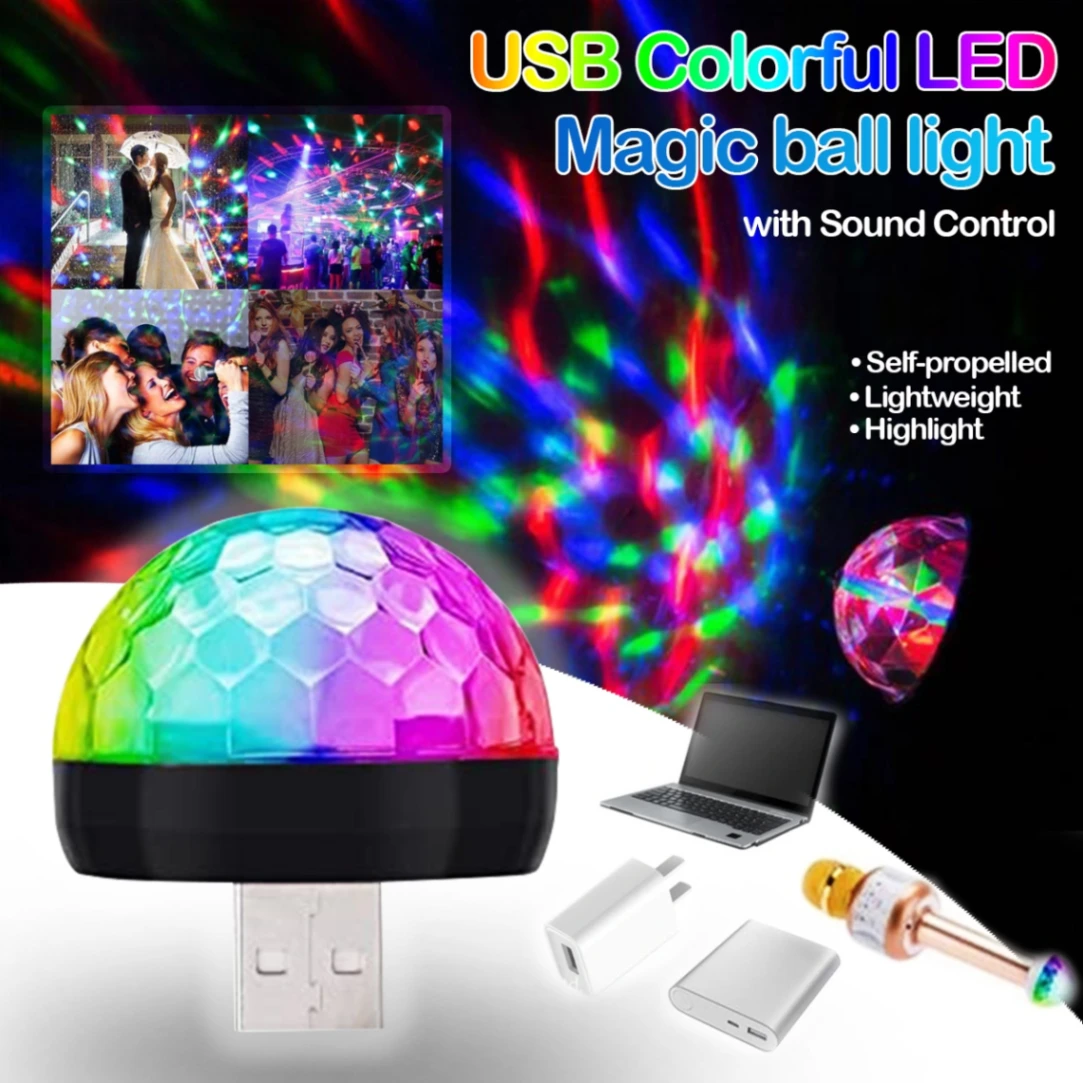 Usb Mini Led Disco Magic Ball Lights Sound Sensor Led Small Magic Ball Light 2
