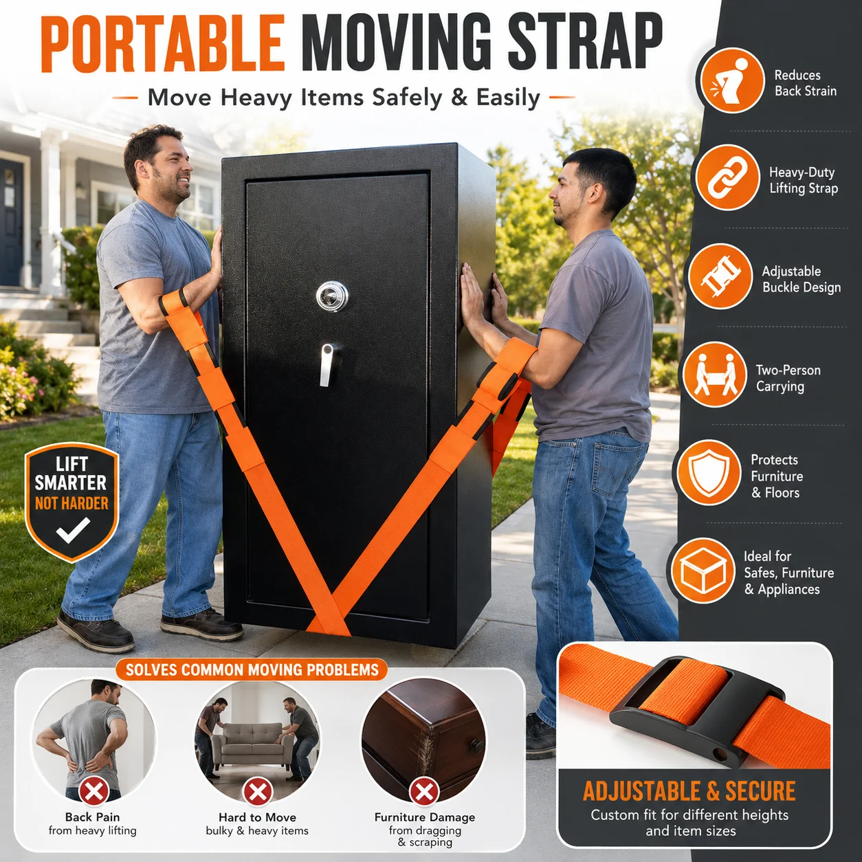 Furniture Moving Straps, Multifunctional High Density Moving Belts, for Carrying Furniture, Appliances, Bulky Objects 3