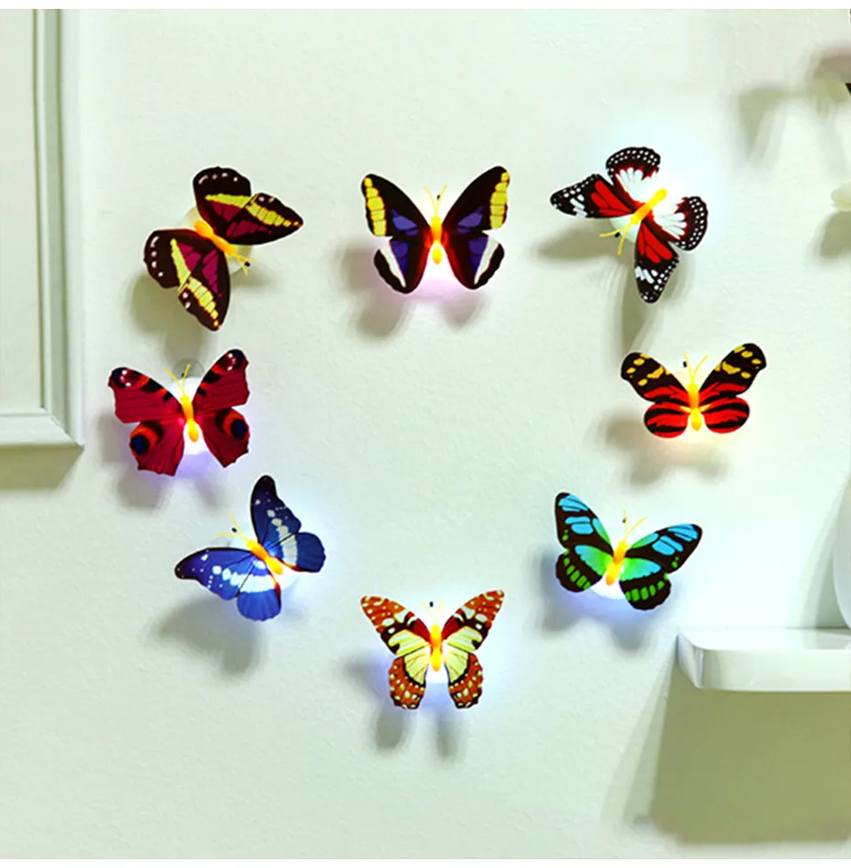 5 PCS Colorful luminous butterfly small night lamp flash simulation butterfly lamp Encounter 4