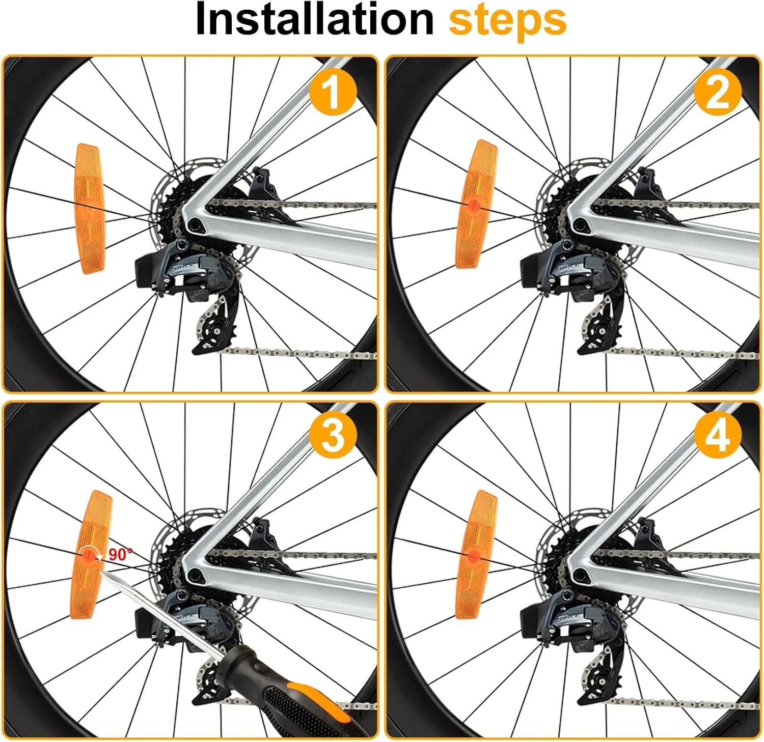 Reflectors for Bicycle Spokes Includes 4 Pcs Reflectors Spokes Bicycle Wheels 2 Pcs Reflectors Reflectors for Front Rear Bike Wheel for MTB Bicycle 5