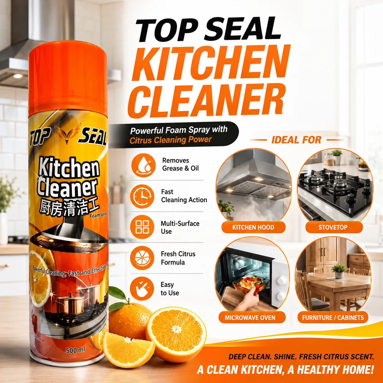 Kitchen Cleaner Foam Spray, Top Seal Kitchen Cleaner Foam Spray 4