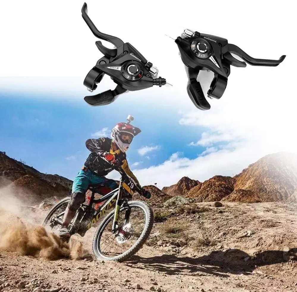 Mountain Bike Brake Lever Bicycle Brake Shifter Set Visible Optical Gear Display Indicator with Brake Cable 3 Speed 7 Speed Right Left 2 pcs Bicycle Accessories 3