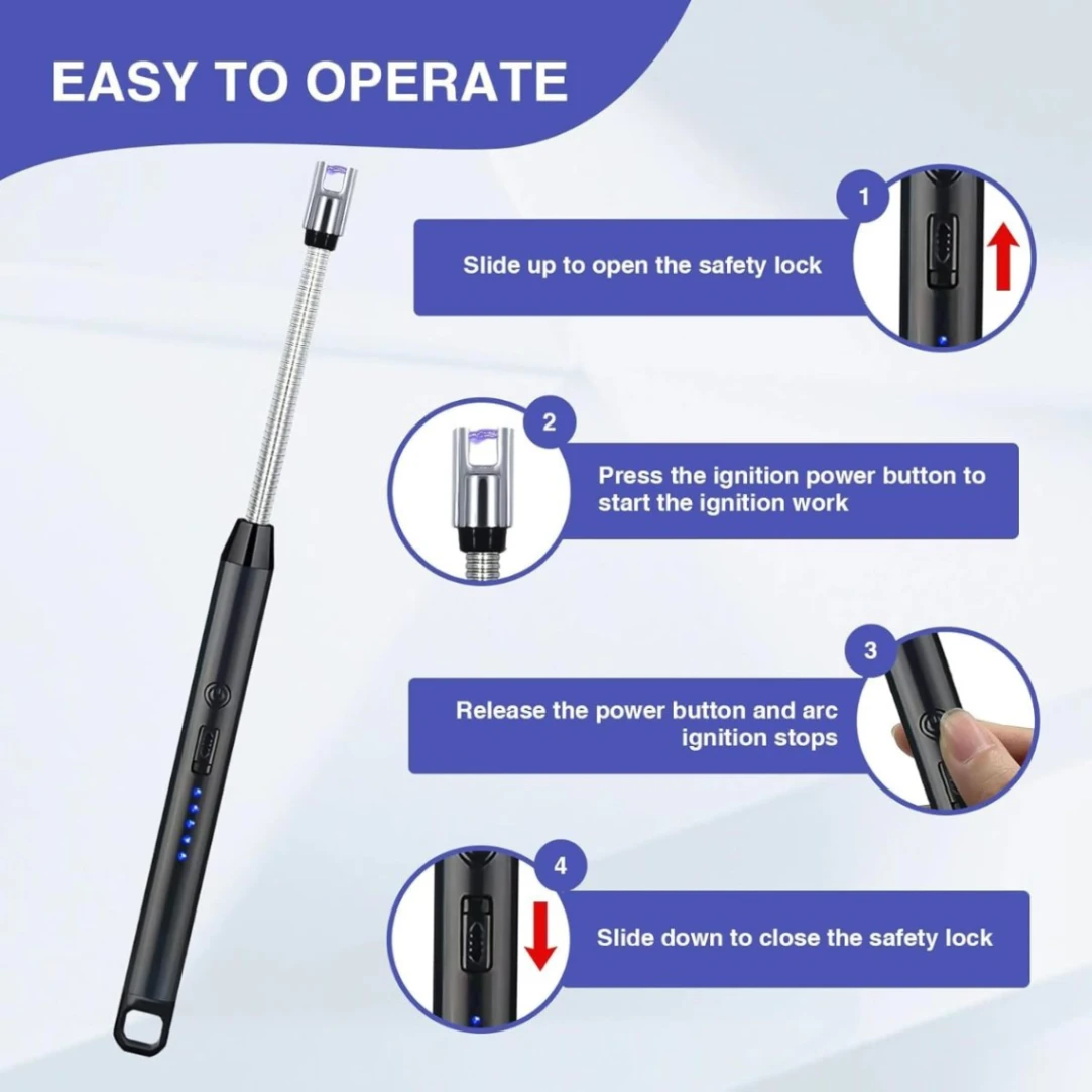 Rechargeable USB Electric Lighter for Candle, Camping, BBQ Arc Plasma USB Rechargeable Lighter 6