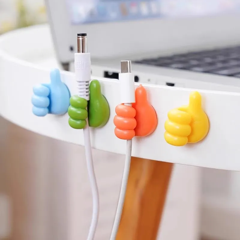 5 Pcs Adhesive Thumb Cable Clip Key Hook Wall Hangers Earphone Cable Organizer Holder Desktop Cord Wire Clips Keeper Multi-Function 2