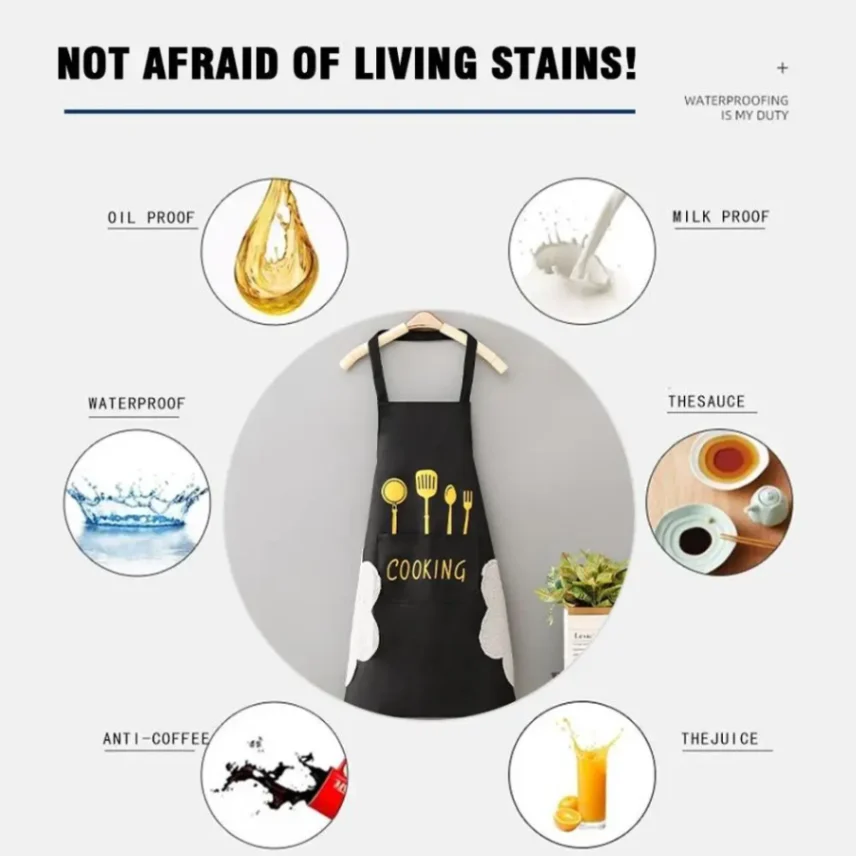 Kitchen Cooking Apron, Waterproof & Anti-Oil Polyester Kitchen Apron 4