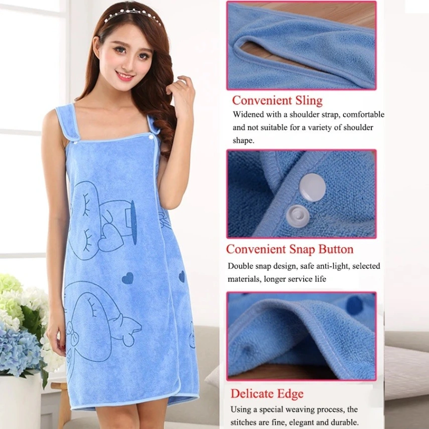 Women Bath Towels, Wearable Dress Beach Adults Bath Gown SPA Sling Robes Home & Nightwear Microfiber Women Bathrobe 2