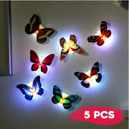 5 PCS Colorful luminous butterfly small night lamp flash simulation butterfly lamp Encounter 1