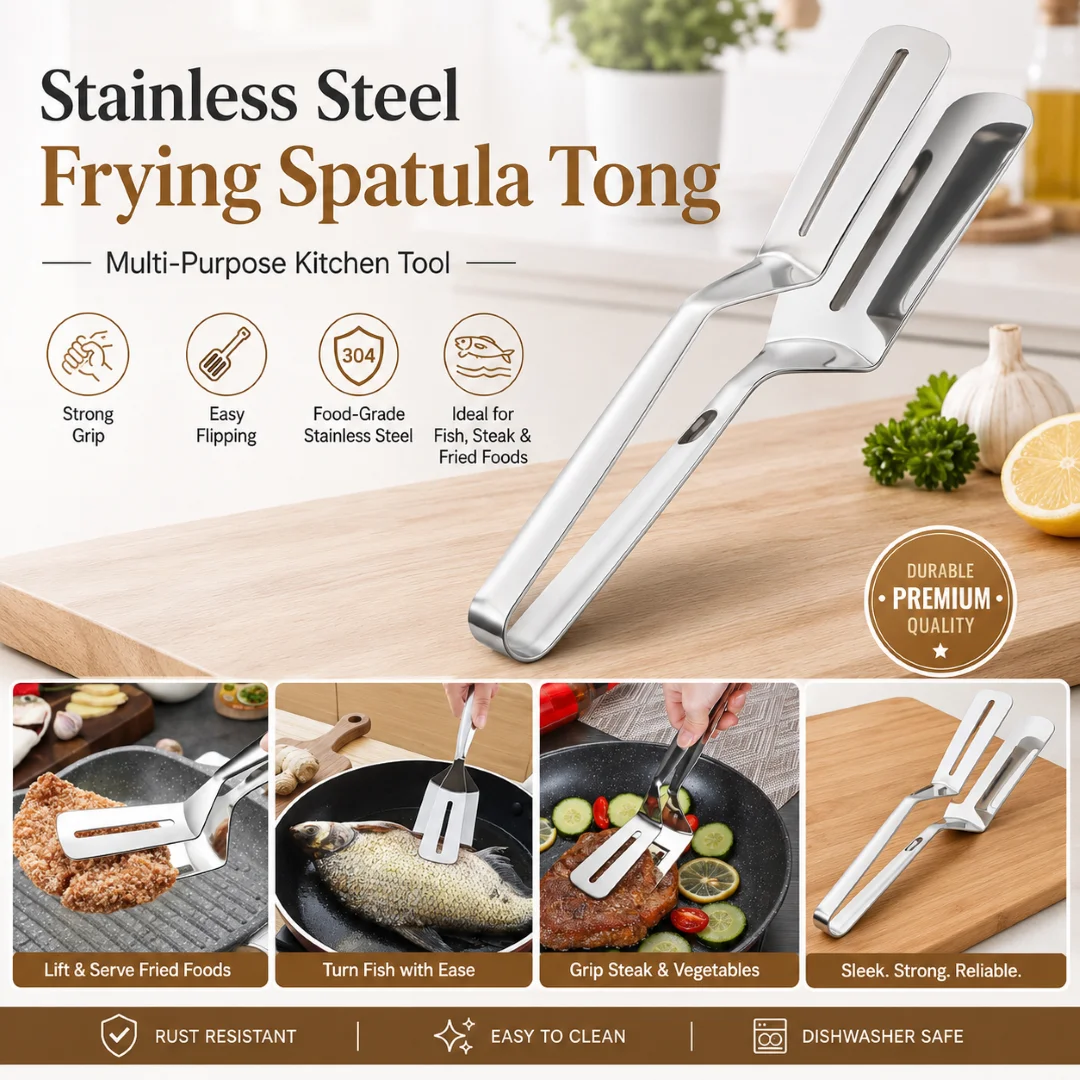 Stainless Steel Food Tongs, Barbecue Clip Frying Steak Fried Bread Egg Fried Fish Non-Stick Grill Tongs BBQ Kitchen Accessories 1