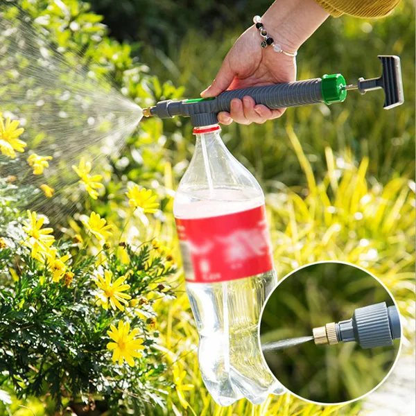 Garden Watering Tool High Pressure Air Pump Manual Sprayer Adjustable Drink Bottle Spray Head Nozzle 4