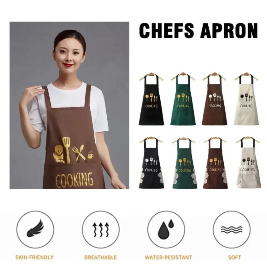 Kitchen Cooking Apron, Waterproof & Anti-Oil Polyester Kitchen Apron 3