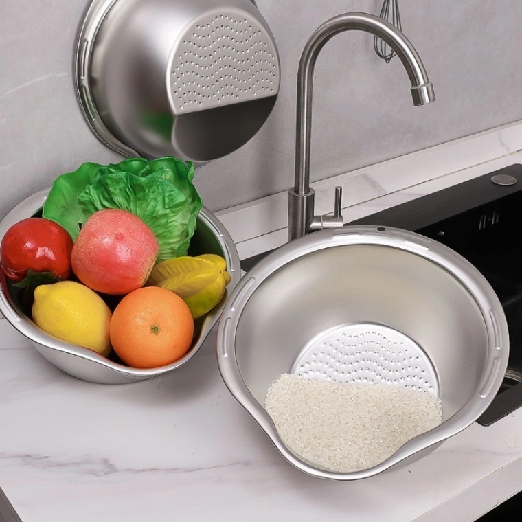 Rice Washer Strainer Bowl Stainless Steel Rice Washing Bowl Rice Sieve Colander Fruit And Vegetable Strainer Kitchen Tools 2