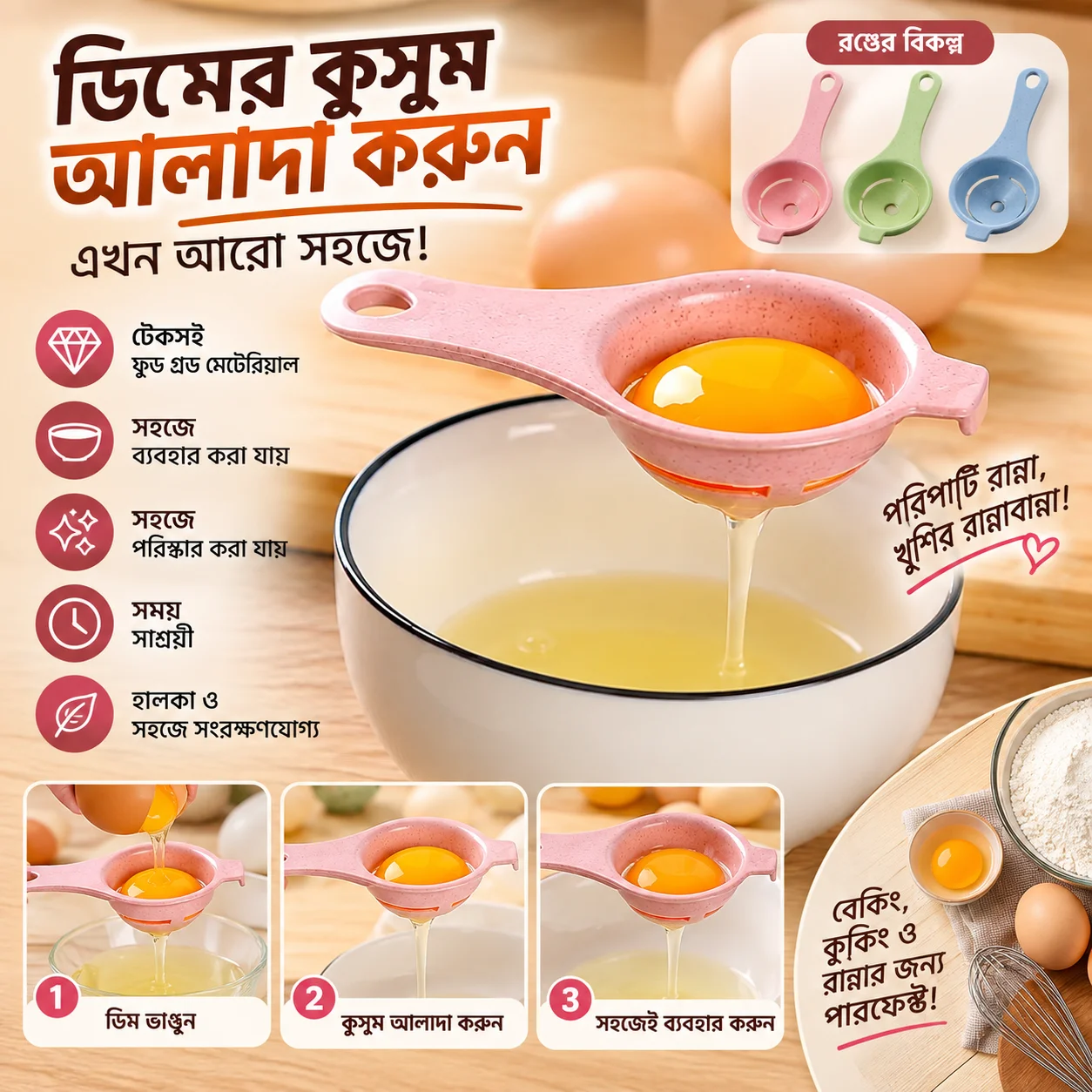 Cake decoration 1pc Kitchen Egg Yolk White Separator Used To Make Cake 3