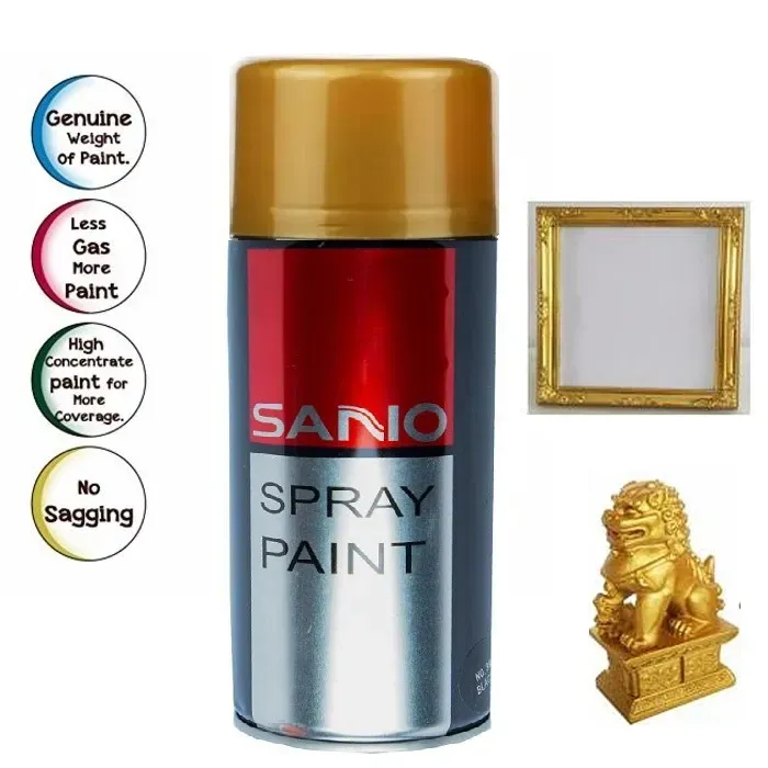Sanvo Spray Paint 400ml, Waterproof Automatic Metallic (2599 Diamond Gold) Color Aerosol Spray Paint, Sanvo Auto Spray Paint 3